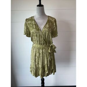 ZARA Paisley Print Mini Dress Green Women’s Size Medium